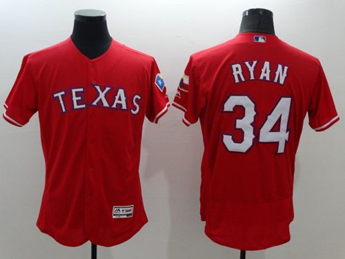 Rangers #34 Nolan Ryan Red Flexbase Authentic Collection Stitched MLB Jersey - Click Image to Close